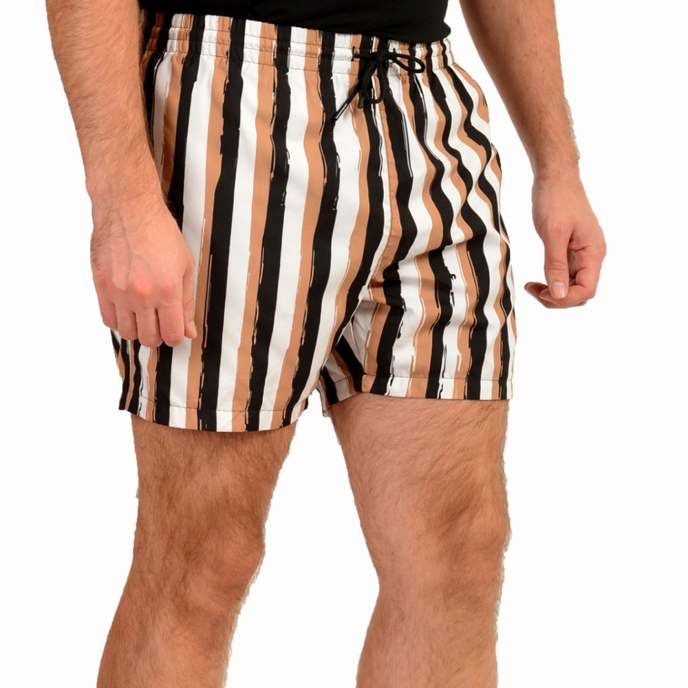 PacSun Playboy Striped Black and Tan Athletic Shorts